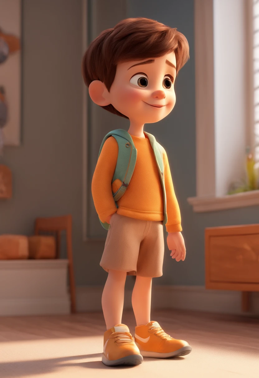 a happy cute ??? standing short hair, vestindo uma fantasia espacial, , fundo branco, barnet, toon, estilo pixar, 3d, desenhos animados, rosto detalhado, asymmetrical 16k