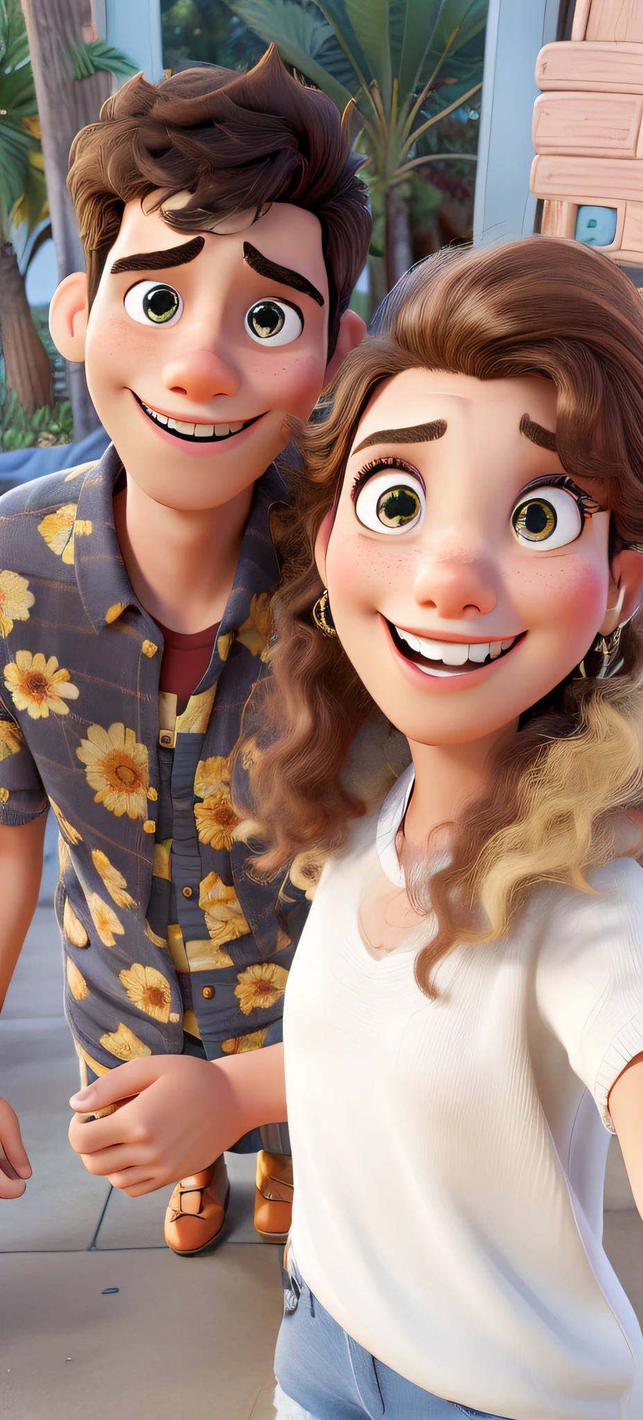dois jovens estilo disney pixar, alta qualidade, melhor qualidade