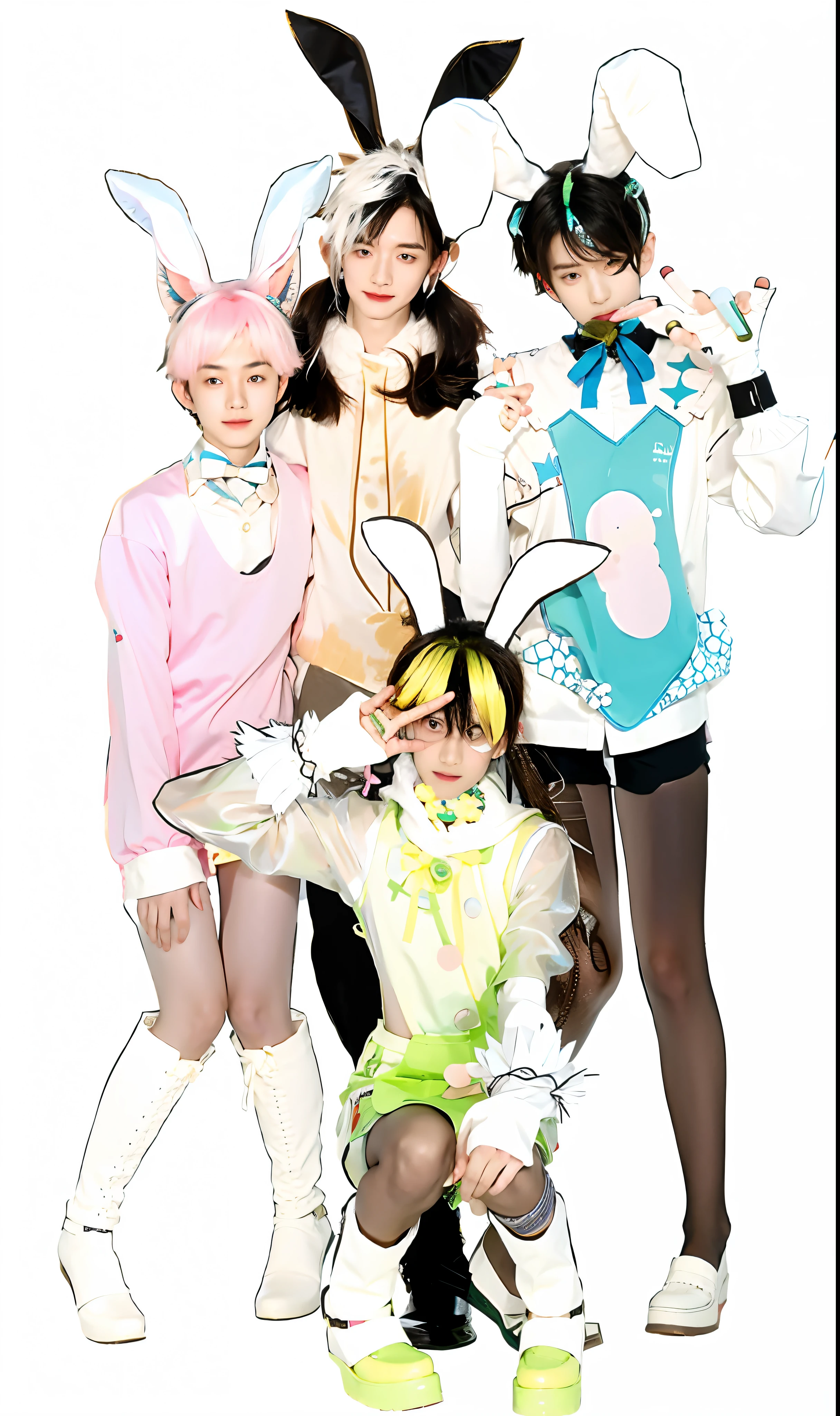 asian boys, bunny outfits, bunny ears