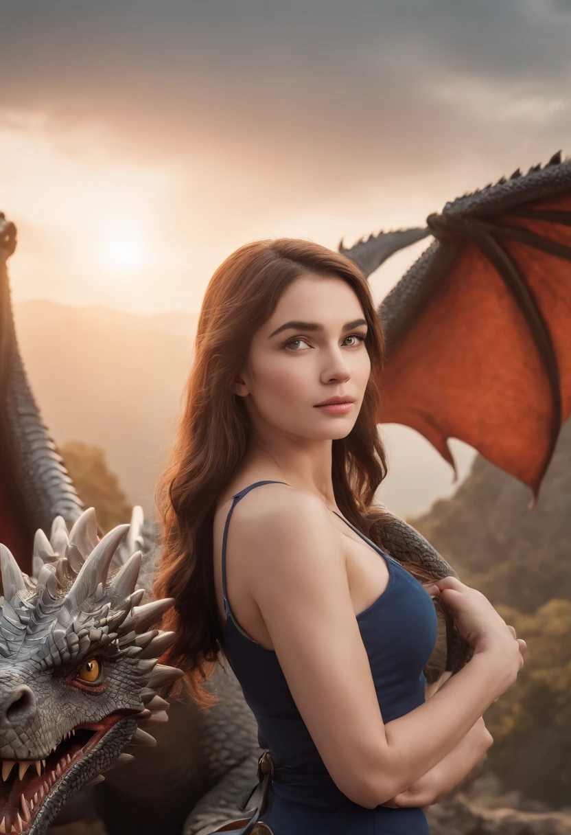 retrato da mulher, on top of a Dragon ::style cartoon, (((Front view))), Estilo Disney Pixar, Filme 3D, altamente detalhado, vivid colors (((corpo inteiro))) ::n_style realista, anime