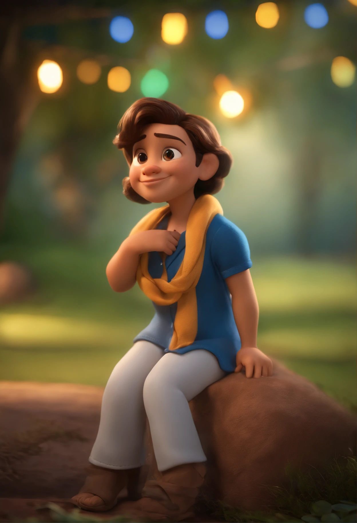 Garoto, estilo disney, tom de pele: claro: Cabelo: marrom escuro, liso, curto, penteado para o lado direito. camisa: social, Cor azul. Fundo: Gray and white gradient,Comemorando, Hands raised, sorrindo, feliz, (estilo pixar) (obra-prima:1.2) (bokeh) (melhor qualidade) (pele detalhada) (textura detalhada) (8k) (claymation) (cinematic lighthing) (foco nítido