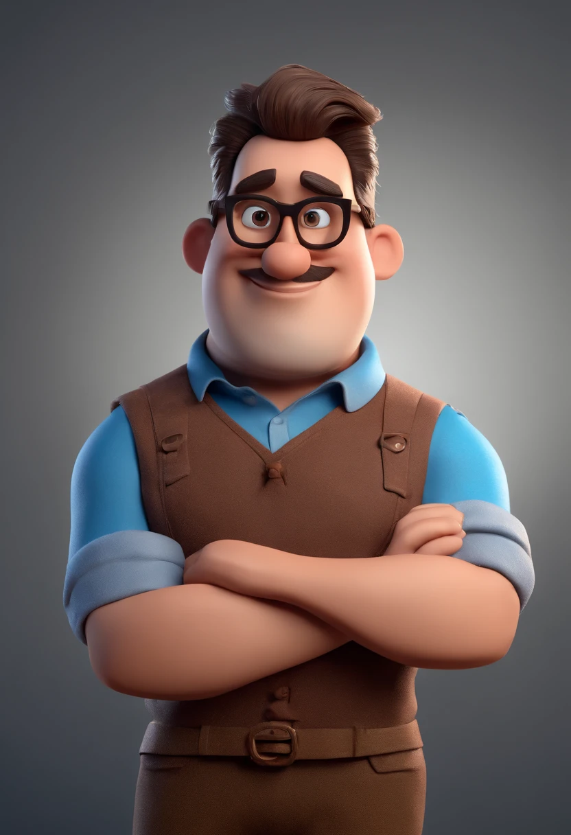 Cartoon character of a man with black glasses and a blue shirt, animation character, Caractere estilizado, animation style rendering, 3D estilizado, Arnold Maya render, 3 d render stylized, toon render keyshot, Personagem 3D, Personagem 3D, 3d rendering stylized, 3 d character render, personagem de desenho animado, Personagem de close up, Pose de personagem, (Estilo Pixar) (master part:1.2) (Bokeh) (best quality) (pele detalhada) (textura detalhada) (8k) (argila) (Cinematic lighting) (foco nítido) com cabelo crespo