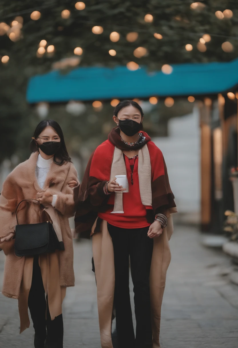 Several people are standing in line wearing masks and making peace signs, sakimichan, huang yuxing and aya takano, exclusive, e - girl, e-Girl, Mask, nixeu and sakimichan, SSAO 8 K, 🚿🗝📝, iu, Larisa Manobal, some of them use gask mask