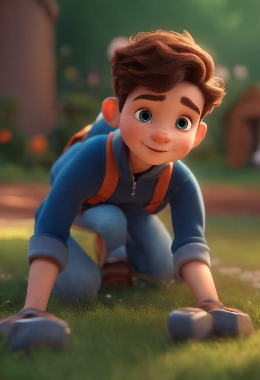 Image of a boy for a story in a YouTube video in Pixar format, He's the little allabester, He's the class leader, He's outgoing, Playful and gets up for a lot of things