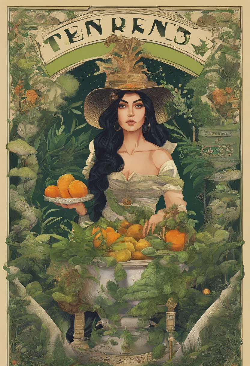 milky way environment, A Beautiful Natural Witch, with medium and black hair, olhos verdes e sexy. In the middle of a room full of magic potions, witch cauldron, cristais e cartas de tarot. A magical herbarium and many plants, luzes coloridas, fotografia surreal, Retrato