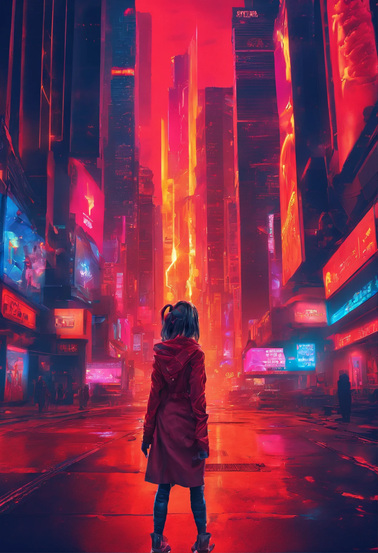 Handsome little girl,There are red tattoos on the body,Unleashes a fierce flame that burns everything around it