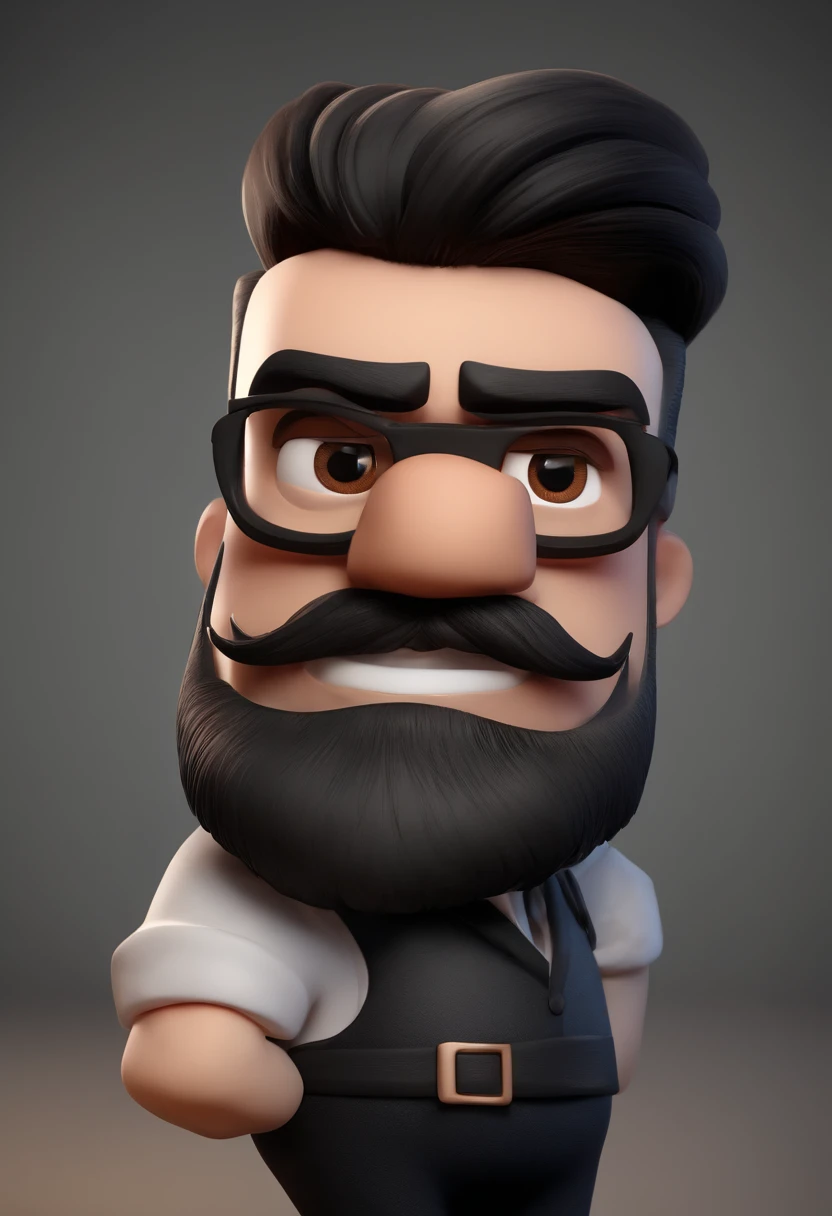 Cartoon character of a man with black glasses and a black polo shirt, cabelo liso, With beard and old school tattoo on his arm, animation character, Caractere estilizado, animation style rendering, 3D estilizado, Arnold Maya render, 3 d render stylized, toon render keyshot, Personagem 3D, Personagem 3D, 3d rendering stylized, 3 d character render, personagem de desenho animado, Personagem de close up, Pose de personagem, (Estilo Pixar) (master part:1.2) (Bokeh) (best quality) (pele detalhada) (textura detalhada) (8k) (argila) (Cinematic lighting) (foco nítido