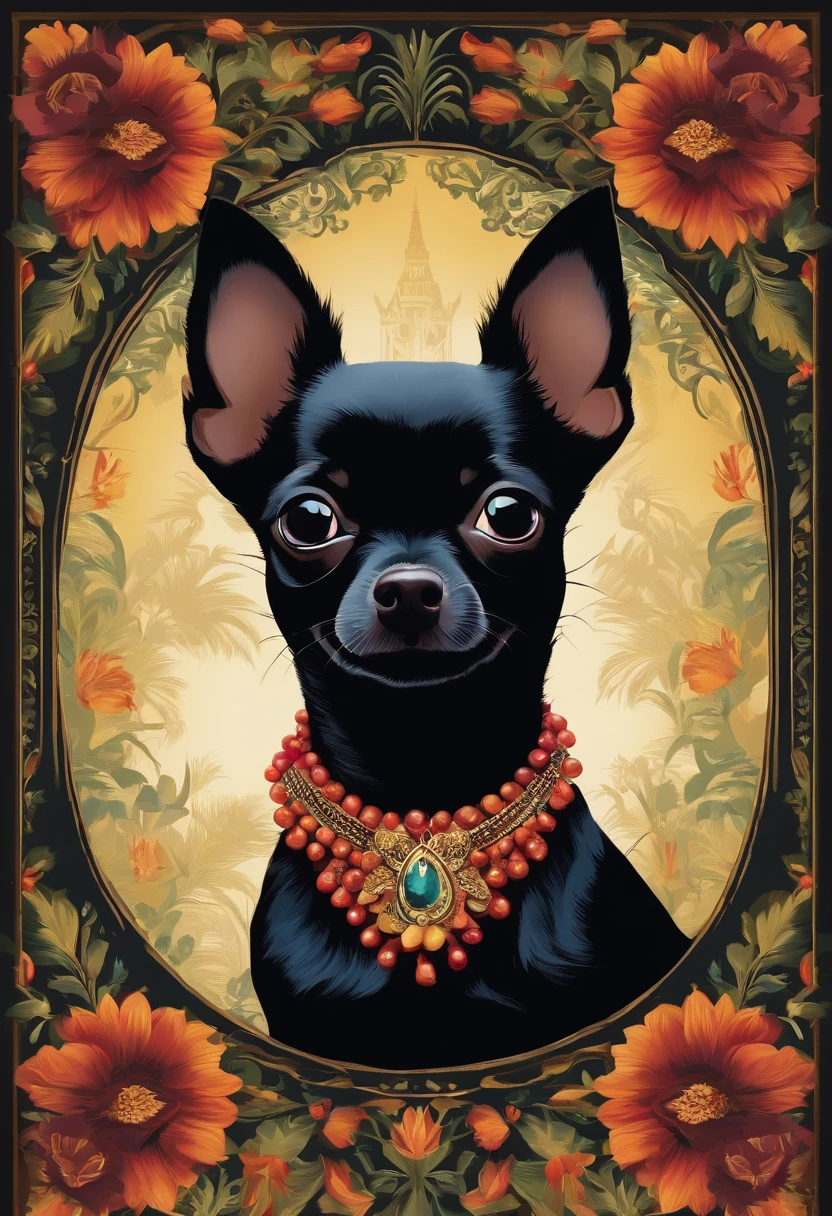 disney poster called “BRI”, include a black chihuahua