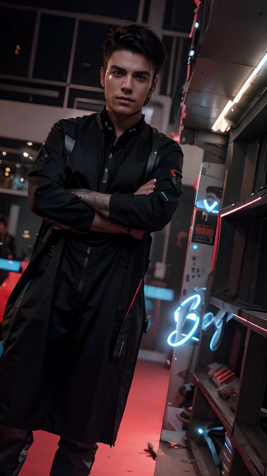 Change background cyberpunk handsome boy realistic face 8k ultra realistic