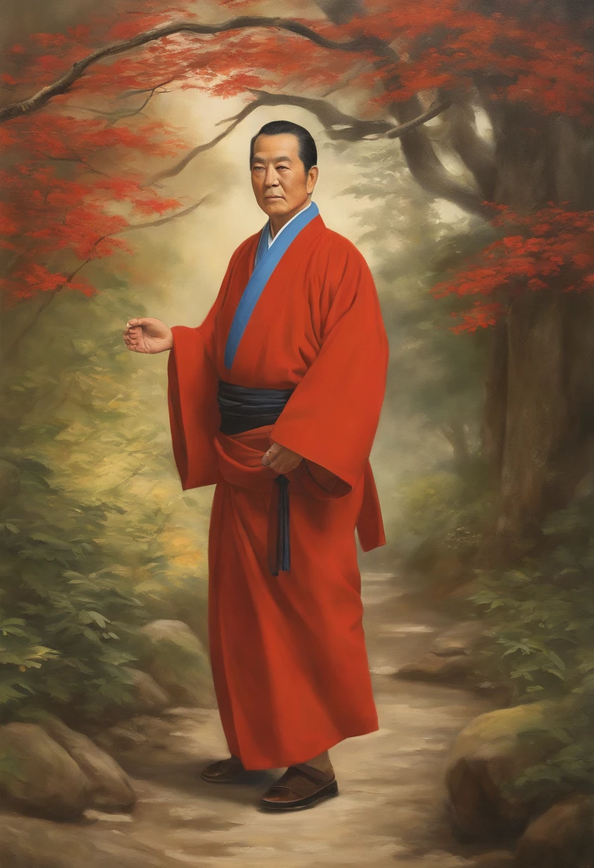 Describe the physical appearance of Master Kenji Tanaka, a renowned Japanese weight loss expert. Paint a detailed picture of his features, including his age, height, build, facial characteristics, and any distinctive elements that reflect his deep connection to nature and the wisdom of Japanese tradition. Be sure to convey the image of a wise and approachable mentor who exudes a sense of health and vitality