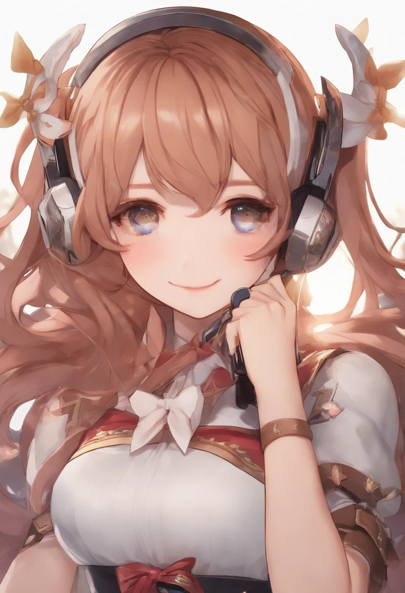 Close-up portrait of a person holding a mobile phone with a video game in it, Ayaka Genshin Impact, ayaka game genshin impact, atelier lulua, 8K!!, hololive, ❤🔥🍄🌪, macross delta, Rin, advertisement picture, from arknights, from the azur lane videogame, sakimichan