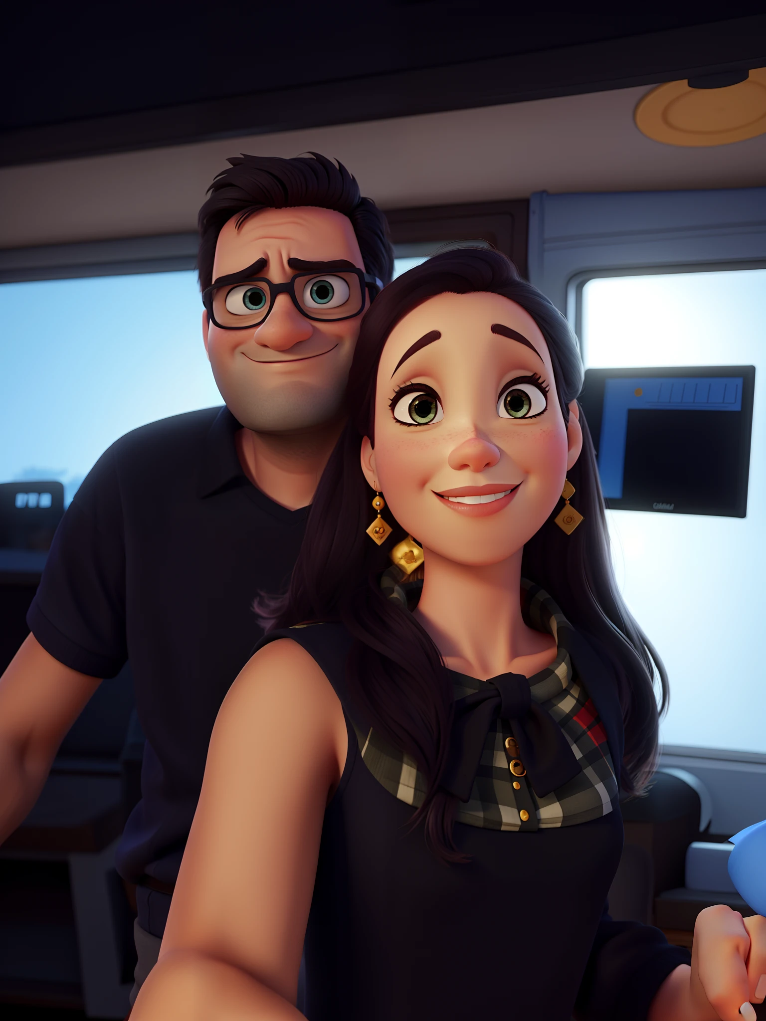 Casal de olhos castanhos estilo pixar
