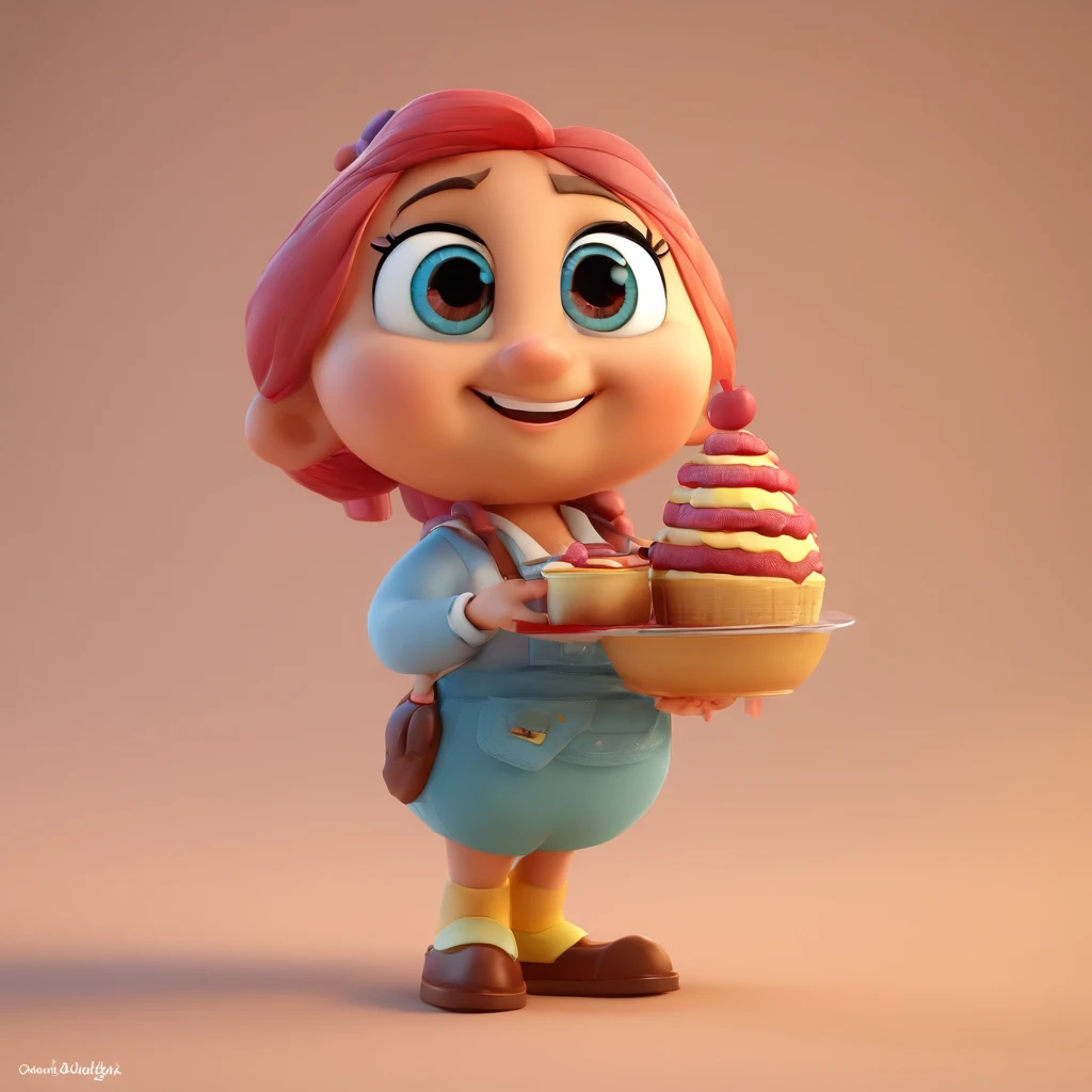 Crie um cartaz inspirado na Disney Pixar com o personagem sendo a Thayssa. Make a 25-year-old baker, cabelo preto, longo e liso, penteado partido no meio. olhos um pouco puxados e sombrancelha fina e levemente arqueada. Um lindo nariz em uma boca media e sorrindo. Make it with a pastry outfit holding an egg beater. Do it in a candy shop setting with the title Thayssa's Delights, melhor qualidade, maior qualidade.