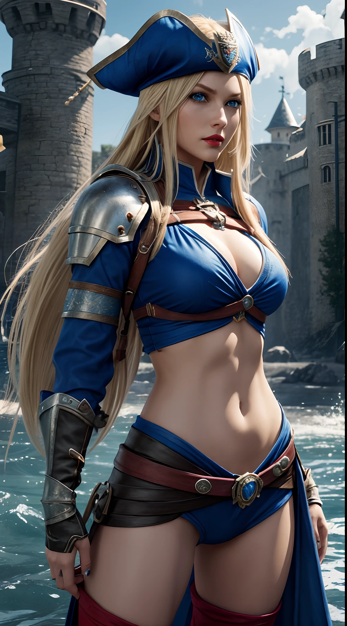 valkyrie, 20year old woman, detailed beautiful blue eyes, detailed beautiful lips, long eyelashes, revealing battle outfit, large breasts, full body shot, highly detailed, 8k, photorealistic, dramatic lighting, cinematic, fantasy, concept art, nsfw, bikini armour, warrior pose