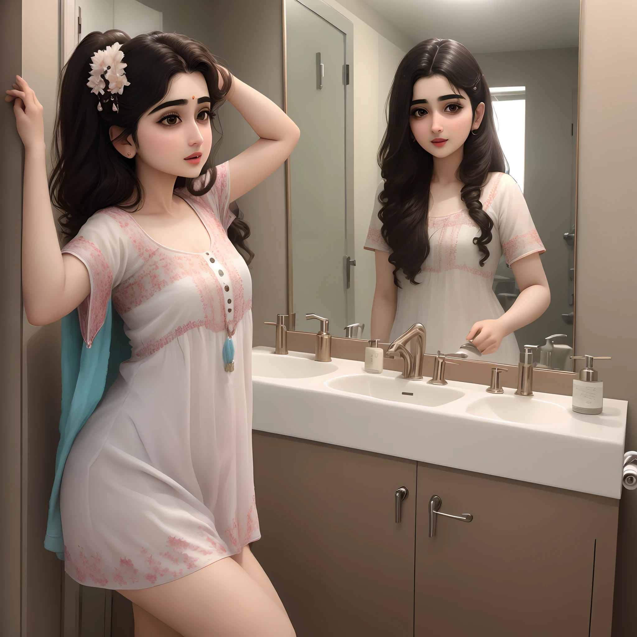 Haniya amir in bathroom