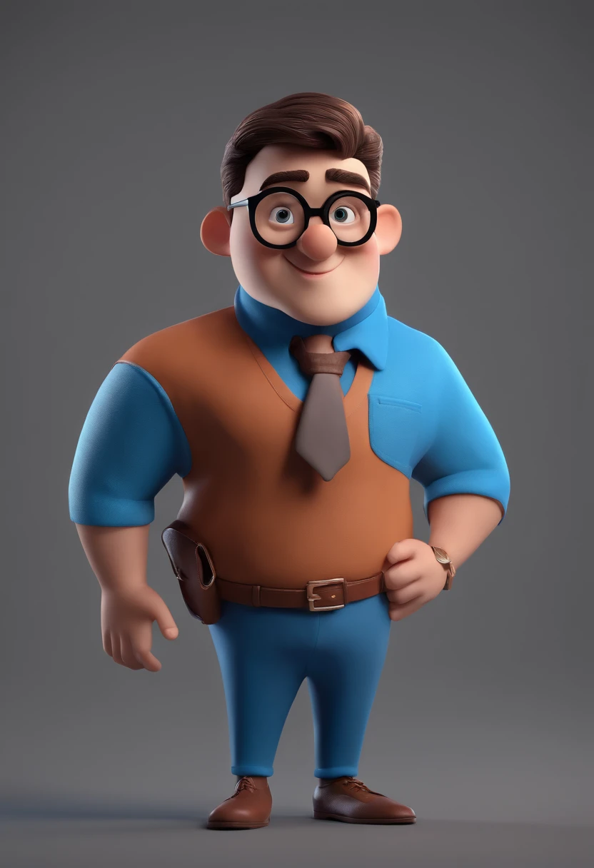 Cartoon character of a man with black glasses and a blue shirt, animation character, Caractere estilizado, animation style rendering, 3D estilizado, Arnold Maya render, 3 d render stylized, toon render keyshot, Personagem 3D, Personagem 3D, 3d rendering stylized, 3 d character render, personagem de desenho animado, Personagem de close up, Pose de personagem,  (Estilo Pixar) (master part:1.2) (Bokeh) (best quality) (pele detalhada) (textura detalhada) (8k) (argila) (Cinematic lighting) (foco nítido