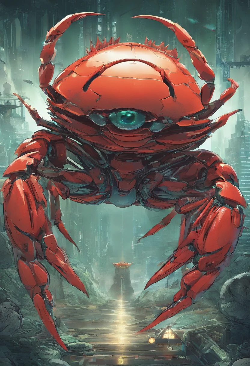 (A giant crab in the mist stands in front of the wizard), giant crab, a creature 5 meters tall, The shell of a giant crab is dark green, flat, Wide oval, Shiny, Very hard and smooth. The crust has a thick texture,It is resistant to all kinds of environmental stresses. The head is more developed. There is a pair of large, Protruding compound eyes,Texture like crystal. The antenna is long and flexible. The length is about 1/3 The width of the crab's body, On the top of the head, There is a pair of small pliers, elden ring monster, huge creature,giant crab, giant ethereal creature,
afterimage, Dutch angle, From below, Sony FE GM, Chiaroscuro, Blurry, hyper HD, Masterpiece, Textured skin, Super detail, High details, High quality, Award-Awarded, Best quality, A high resolution, 8K,Epic,sci-fy,Futuristic fantasy,Cartoony,