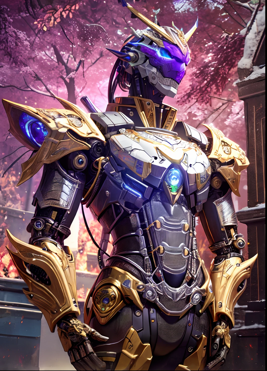 Alafid robot wearing a glowing helmet and glowing sword, cyber fight armor, cybernetic flame armor, cyber japan armor, intricate glowing mecha armor, cybernetic fire armor, ultra detailed game art, intricate assasin mecha armor, cyber suit, unreal engine render saint seiya, anfas portrait of a mech warrior, cgartists, Game CG