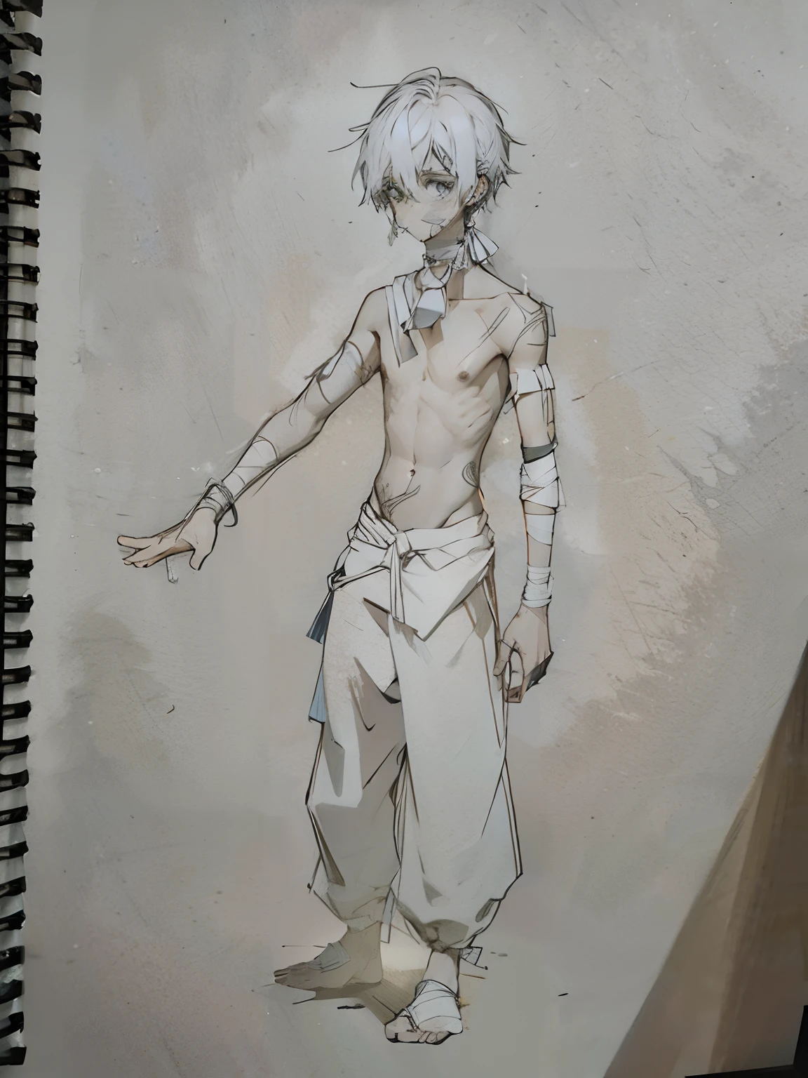 There is a bandage on the neck