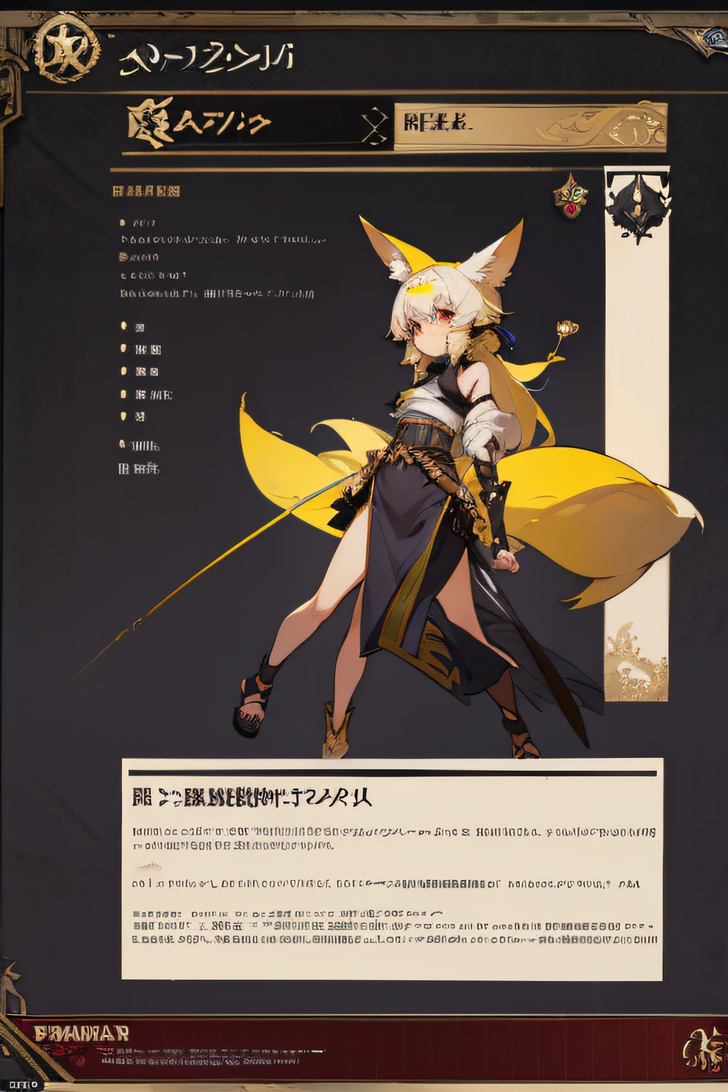 arabia black assasin girl ,kemonomimi,fennec girl, character sheet,hight quality