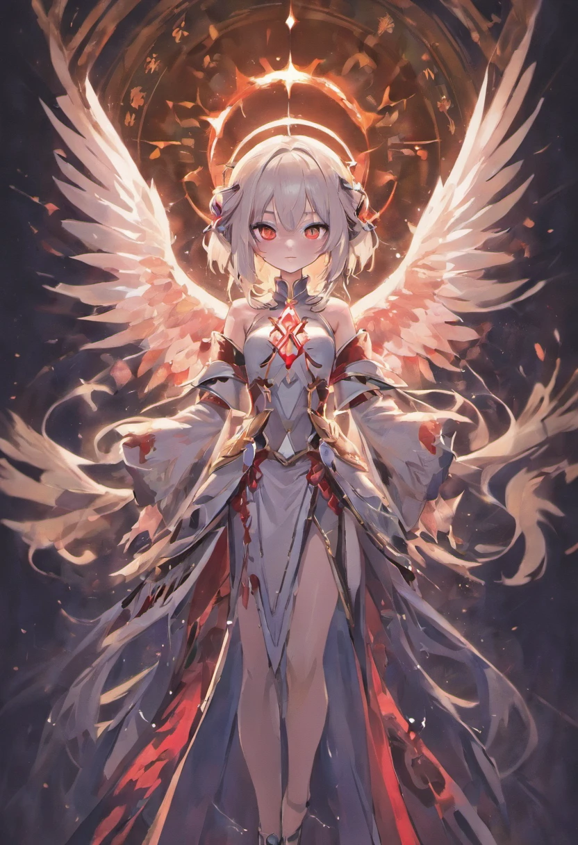 Anime anime wallpaper HD anime wallpaper HD wallpaper, Onmyoji detailed art, From Arknights, yandere intricate, blood moon tentacles!!, Detailed key anime art, shalltear bloodfallen, demon anime girl, shadowverse style, gapmoe yandere grimdark, Official artwork, Key anime art, anime key visual concept art of, queen of blades，（tmasterpiece，best qualtiy）Thin and tall figure，The height is about six feet。pale-skinned，With a slightly morbid tone，The hair is silvery-white，The eyes are red，There was a strange glow shining，The wings are asymmetrical，The right wing is slightly larger than the left wing，The skin on the surface of the wings appears a gray color。Hands are also different from ordinary people：One of the hands appeared extremely sharp，The fingers are slender and twisted，Shimmering with metallic sheen；The other hand is relatively normal，All five fingers exhibit the characteristics of a human hand，The tail is similar to the tail of a reptile，The surface is covered with fine scales，The same gray。The end of the tail is very sharp，A mix of human and non-human characteristics，It gives a bizarre and disturbing feeling。