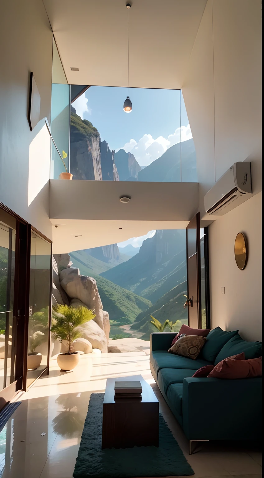 dentro de uma Villa de luxo, joias pesadas, escultura cara, Pedra preciosa cravejada, Set of sofas, sofa, Tapete bonito, Caracole, to the top floor