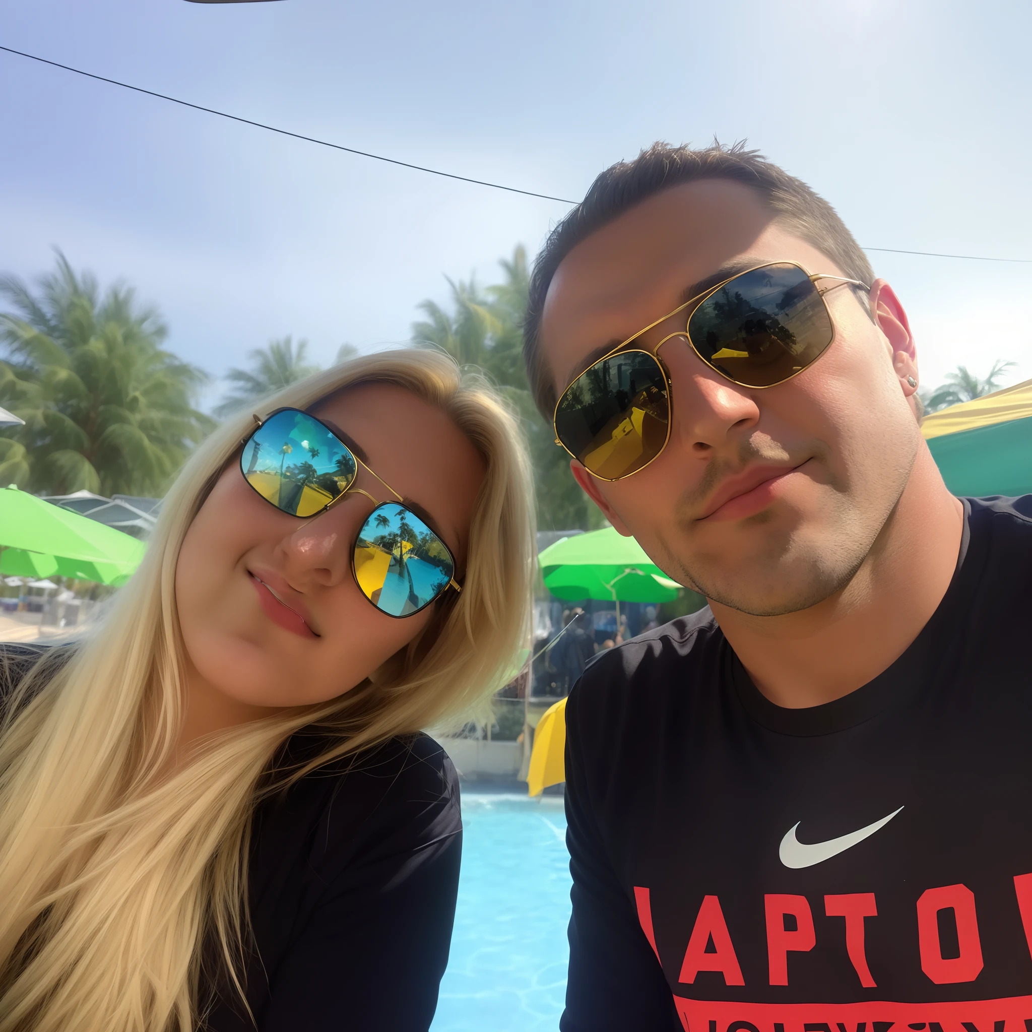 Blonde woman and man wearing sunglasses posing for a selfie, momma and papa, Barabas Miklos e Hollosy Simon, Bartholomew Székely e Charles Lotz, imagem de perfil, Ronaldo brasileiro, George Doutsiopoulos, Fotografia traseira, fotografia de perfil, holiday photography, Millaise e Greg Rutkowski, fotografia