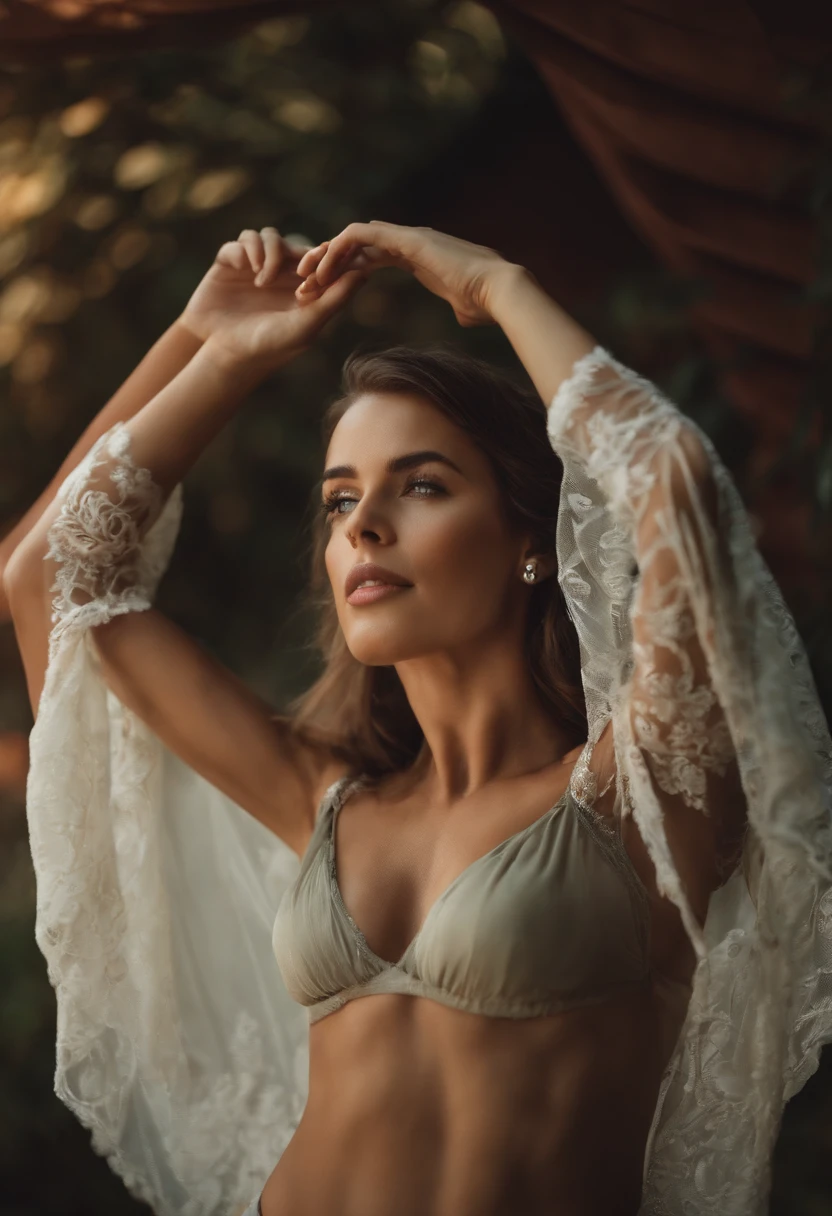 Woman showing her armpits