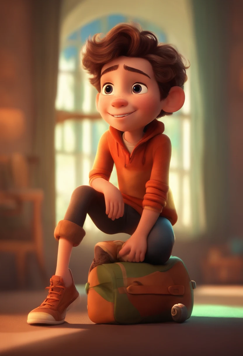 Image of a boy for a story in a YouTube video in Pixar format, He's the allabester, He's the class leader, He's outgoing, Playful and gets up for a lot of things