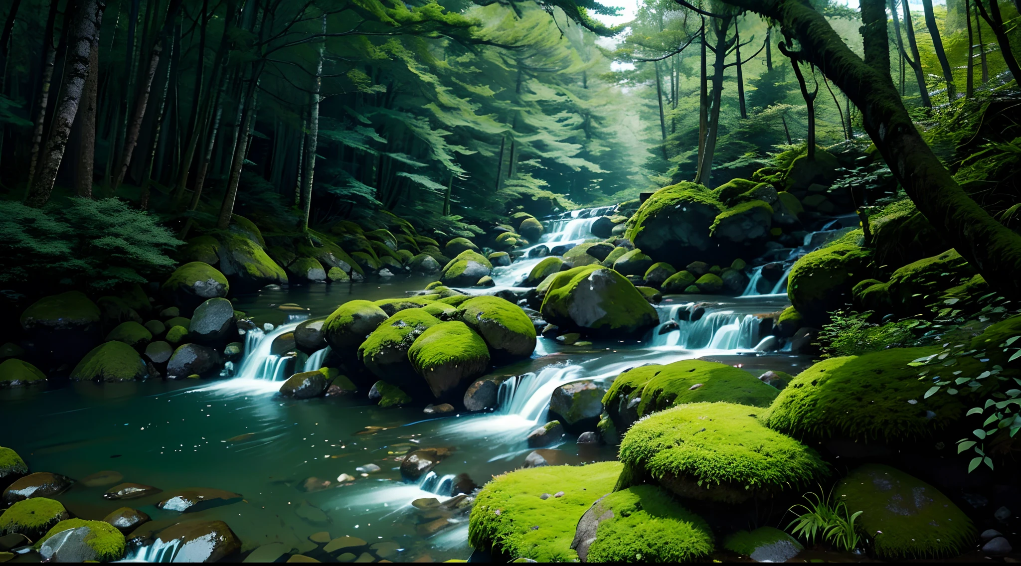 jpn、(mont、(In the deep forest、mosses)、falls、disturbing atmosphere)、shrines