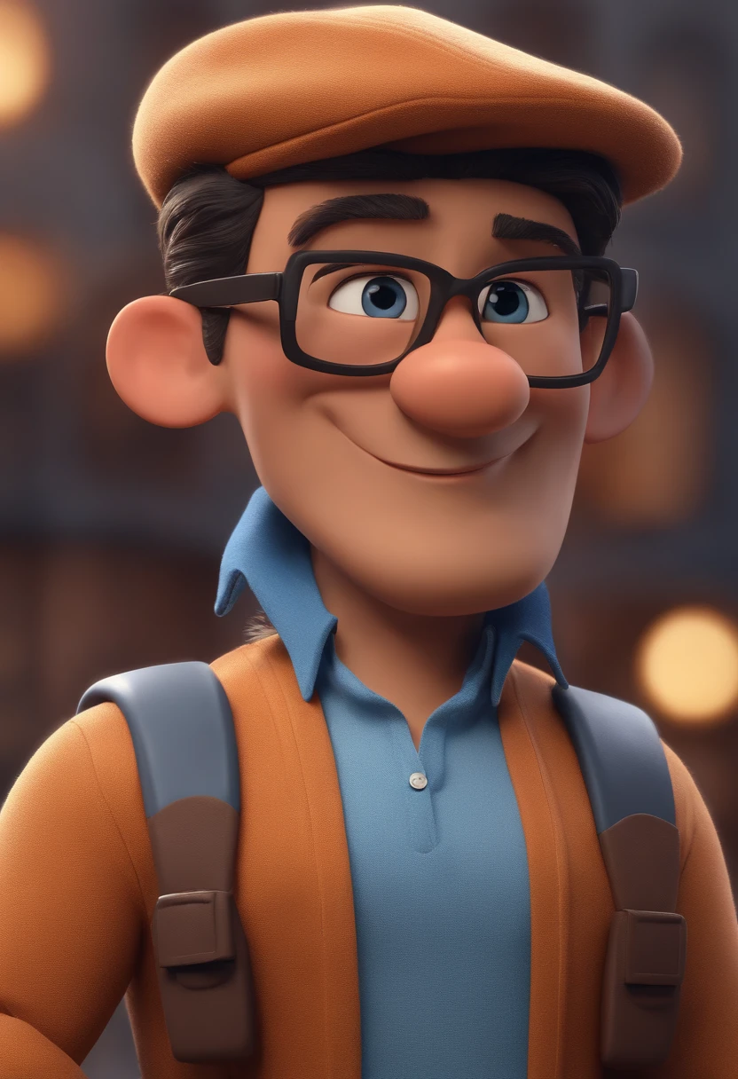 Cartoon character of a man with black glasses and a blue shirt, animation character, Caractere estilizado, animation style rendering, 3D estilizado, Arnold Maya render, 3 d render stylized, toon render keyshot, Personagem 3D, Personagem 3D, 3d rendering stylized, 3 d character render, personagem de desenho animado, Personagem de close up, Pose de personagem, (Estilo Pixar) (master part:1.2) (Bokeh) (best quality) (pele detalhada) (textura detalhada) (8k) (argila) (Cinematic lighting) (foco nítido