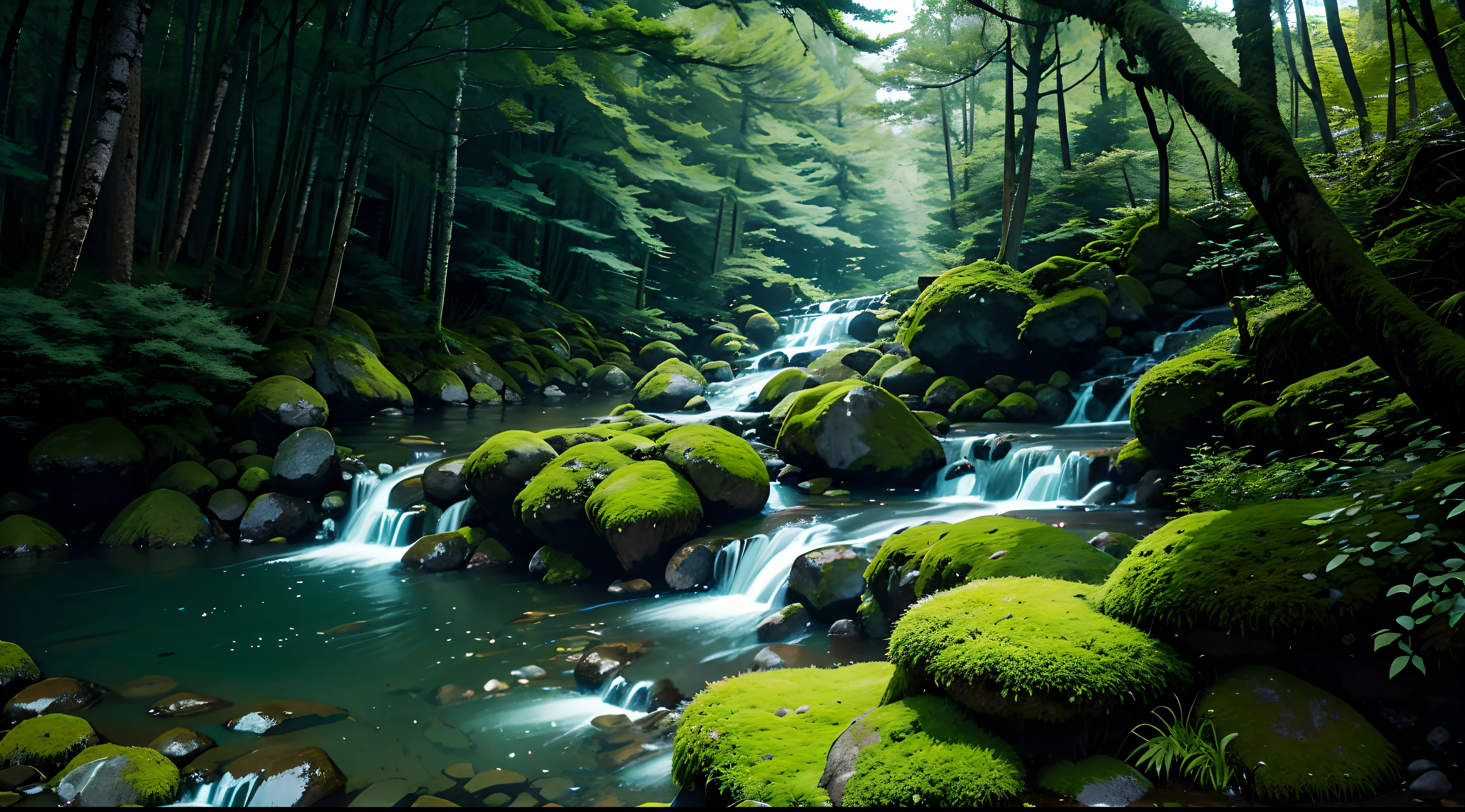 jpn、(mont、(In the deep forest、mosses)、falls、disturbing atmosphere)、shrines