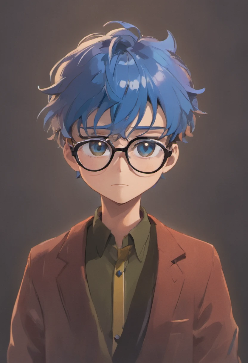 Cartoon character of a man wearing black glasses and a blue shirt, um personagem animado, Caractere estilizado, animation style rendering, 3D estilizado, Arnold Maya render, 3 d render stylized, toon render keyshot, Personagem 3D, Personagem 3D, 3d rendering stylized, 3 d character render, personagem de desenho animado, Personagem de close up, Pose de personagem, (Estilo Pixar) (master part:1.2) (Bokeh) (best quality) (pele detalhada) (textura detalhada) (8k) (argila) (Cinematic lighting) (foco nítido，Senta e vaza a parte superior do corpo