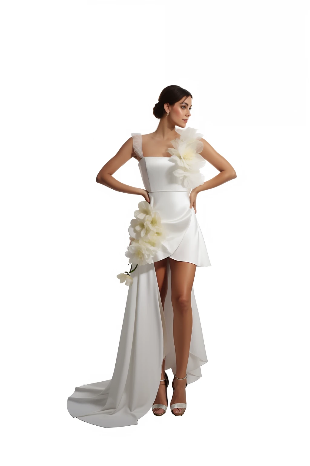 mulher arafed em um vestido branco posando para uma foto, inspirado em Demetrios Farmakopoulos, inspired by Martina Krupičková, inspirado em Antonio Rotta, vestido poligonal branco, inspired by Eva Gonzalès, inspirado em Pedro Pedraja, inspirado em Aleksander Gierymski, inspired by Ramón Silva, vestido branco FLOR NO VESTIDO VESTIDO COM FLOR GRANDE BRANCA