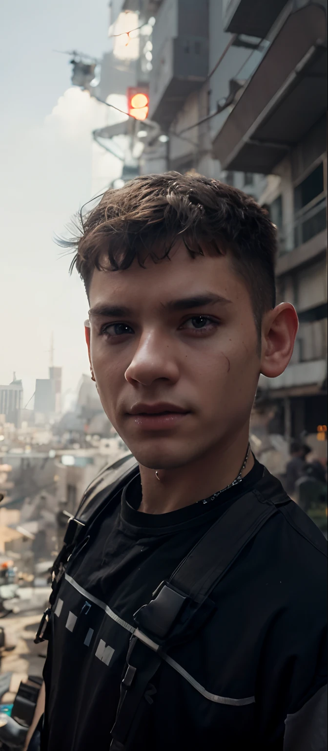 Change background realistic, cyberpunk,8k, cute boy
