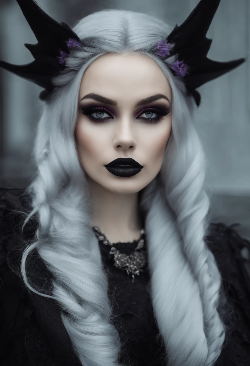 A Gothic Negro, , , com um cabelo pavor, , , Villain, , , roupas pretas com detalhe roxo, , , as roupas seguem um estilo vitoriano.
