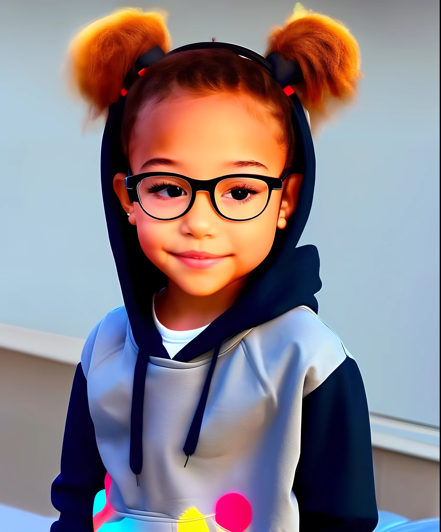 Caucasian Black Long Hair Girl
Red glasses, headphones, colorful hoodie, black skirt, black high socks