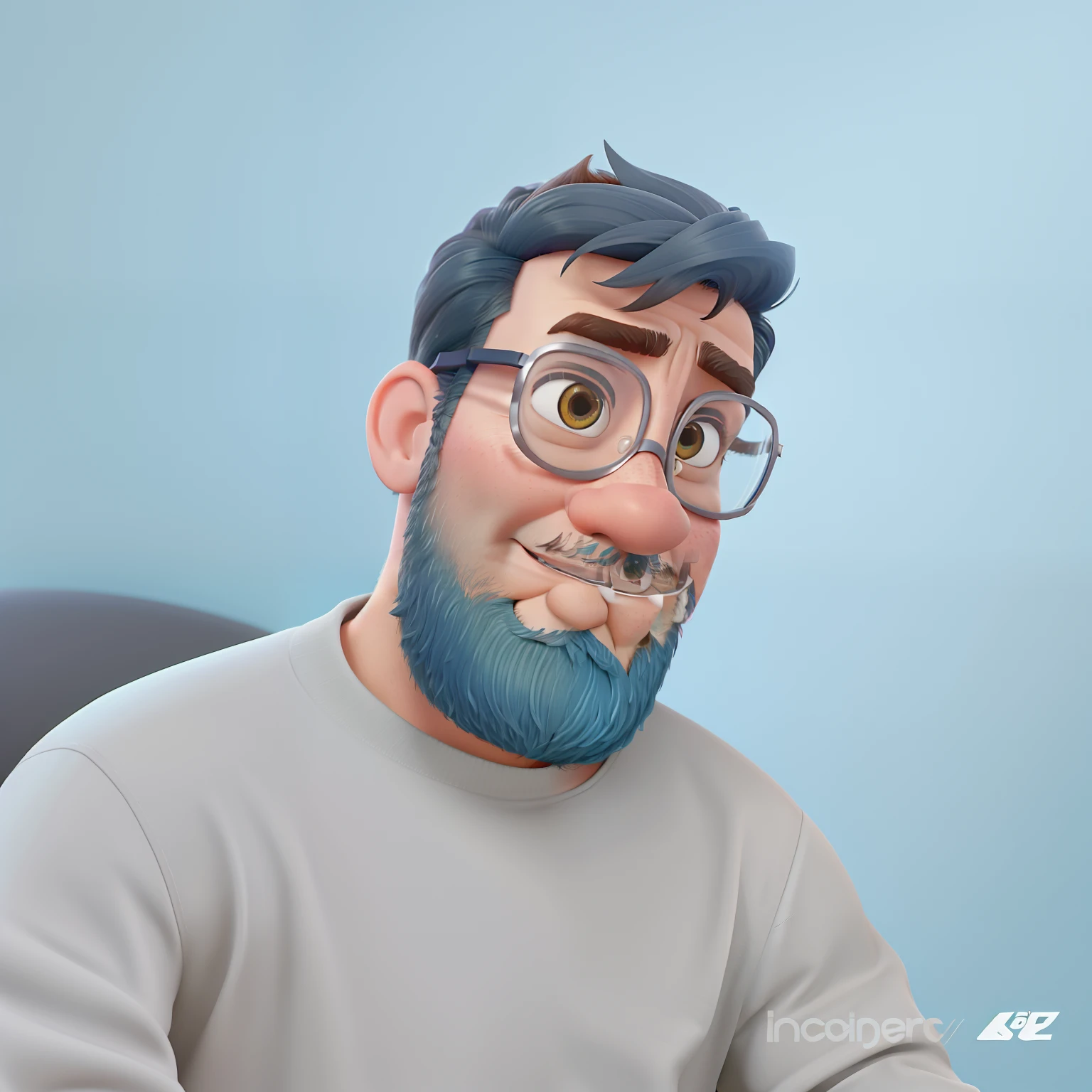 homem moreno 50 anos barba curta grisalha, cabelos grisalhos, Sobrancelhas Grossas, wearing goggles, Pixar Style Poster