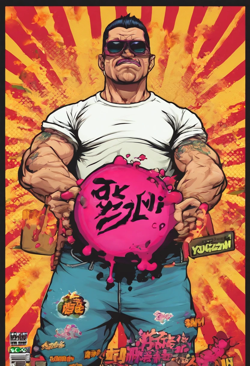 Big Bomb,Hot,NSFW,busty,Curve,Gothic,tshirts,Background white,frontage,The word "YAKUZEN" is printed on a t-shirt