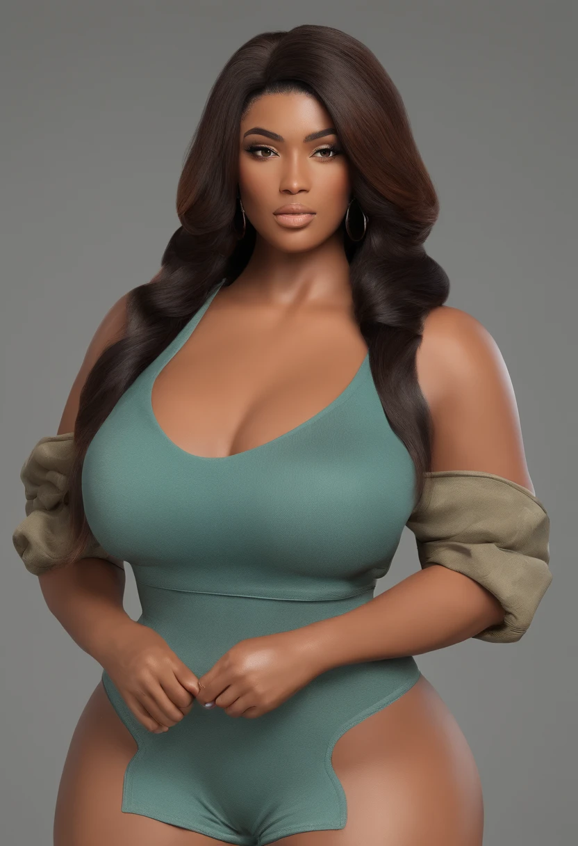 Eu gostaria de uma fotografia de uma Mulata Plus size e cabelo afro crespo e corte militar, com o tom de pele escuro, totalmente nua depila do a  no banheiro