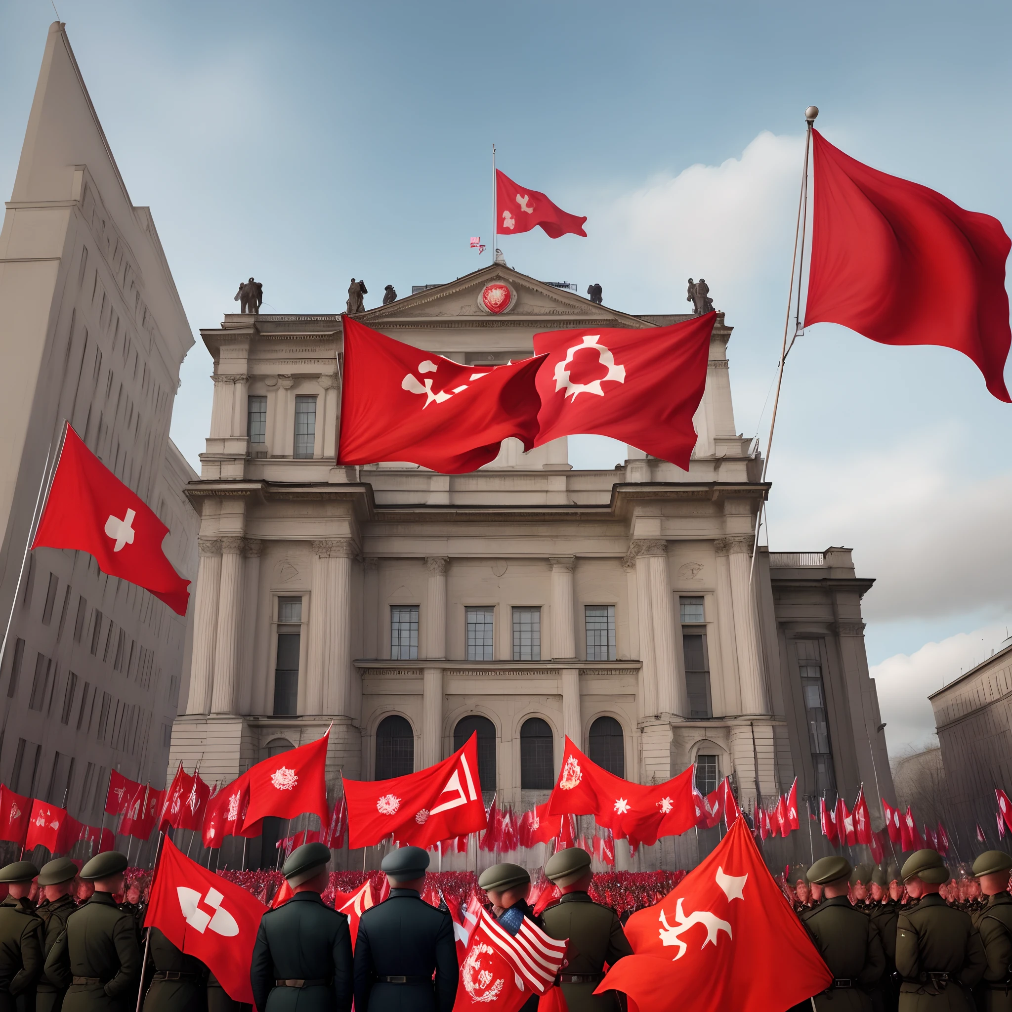 Communism，urss，A large number of flags were erected