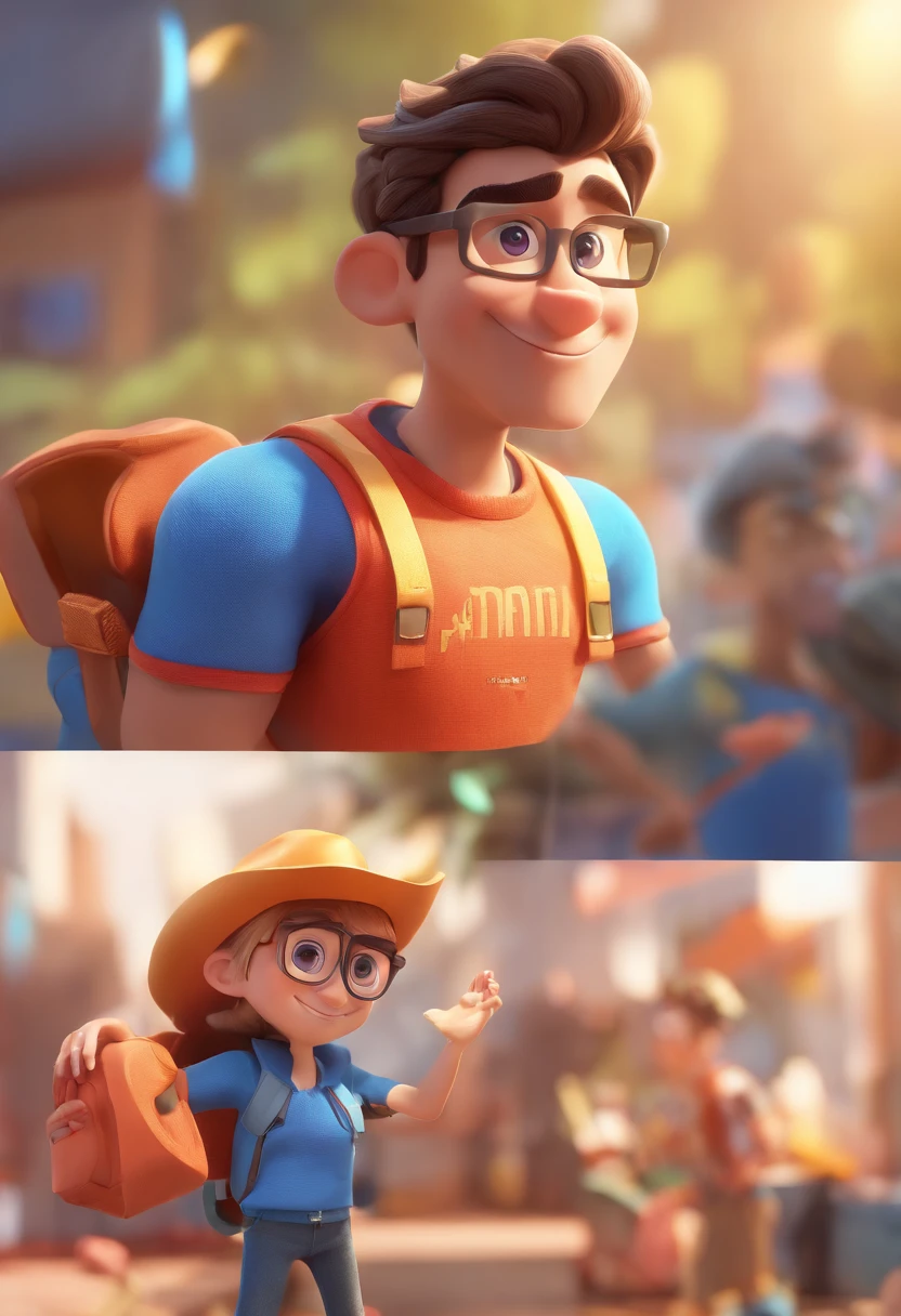 personagem dos desenhos animados de um homem moreno uma camisa azul, animation character, Caractere estilizado, animation style rendering, 3D estilizado, Arnold Maya render, 3 d render stylized, toon render keyshot, Personagem 3D, Personagem 3D, 3d rendering stylized, 3 d character render, personagem de desenho animado, Personagem de close up, Pose de personagem, (Estilo Pixar) (master part:1.2) (Bokeh) (best quality) (pele detalhada) (textura detalhada) (8k) (argila) (Cinematic lighting) (foco nítido