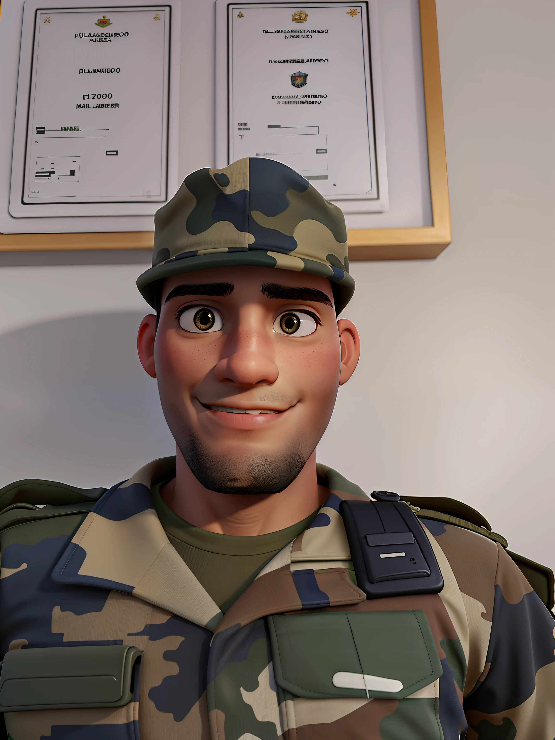 Militar fardado sentado em uma Cadeira
