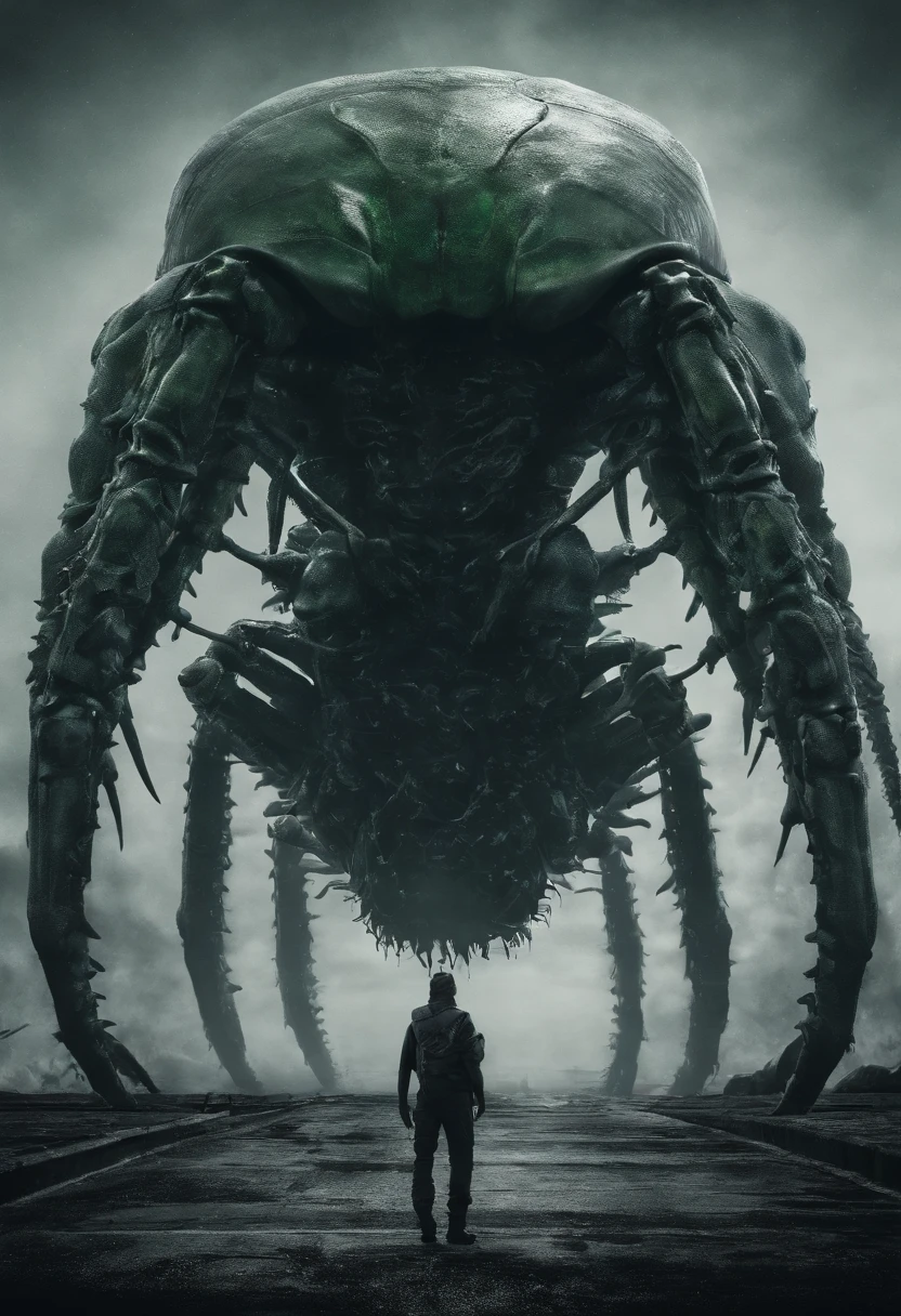 (A giant crab stands in the air in the fog, Staring fiercely at a person asking for help),(a creature 5 meters tall:1.0),(The thick legs of two giants stood on the reef) ,(Dark green Cancer:1.37),(The shell of the giant crab is dark green)'s, (Dark blue wide oval abdomen), Shiny, (The texture is very hard,Thick shell), (Huge green eyes are unusually bright:1.37),The head is more developed. (There are a pair of large protruding compound eyes:0.8),The texture is like crystal. (Unusually long and flexible antennae:1.1),(The length is about 1/3 The width of the crab's body:0.5) ,(On the top of the head, There is a pair of small pliers),(Fresh fluff:0.6),giant crab, giant ethereal creature,The texture is clear,
(The helpless pray for help:1.37),(People who ask for help:1.37),Background to Cancer Salvation Prayer:nebulous sky,(rough sea),(Greatwave),Recife,(salama), 真实感,Epic,ultraclear,afterimage, Dutch angle, From below, Sony FE GM, Chiaroscuro, Blurry, hyper HD, Masterpiece, Textured skin, Super detail, High details, High quality, Award-Awarded, Best quality, A high resolution, 8K,Epic,sci-fy,Futuristic fantasy,Cartoony,