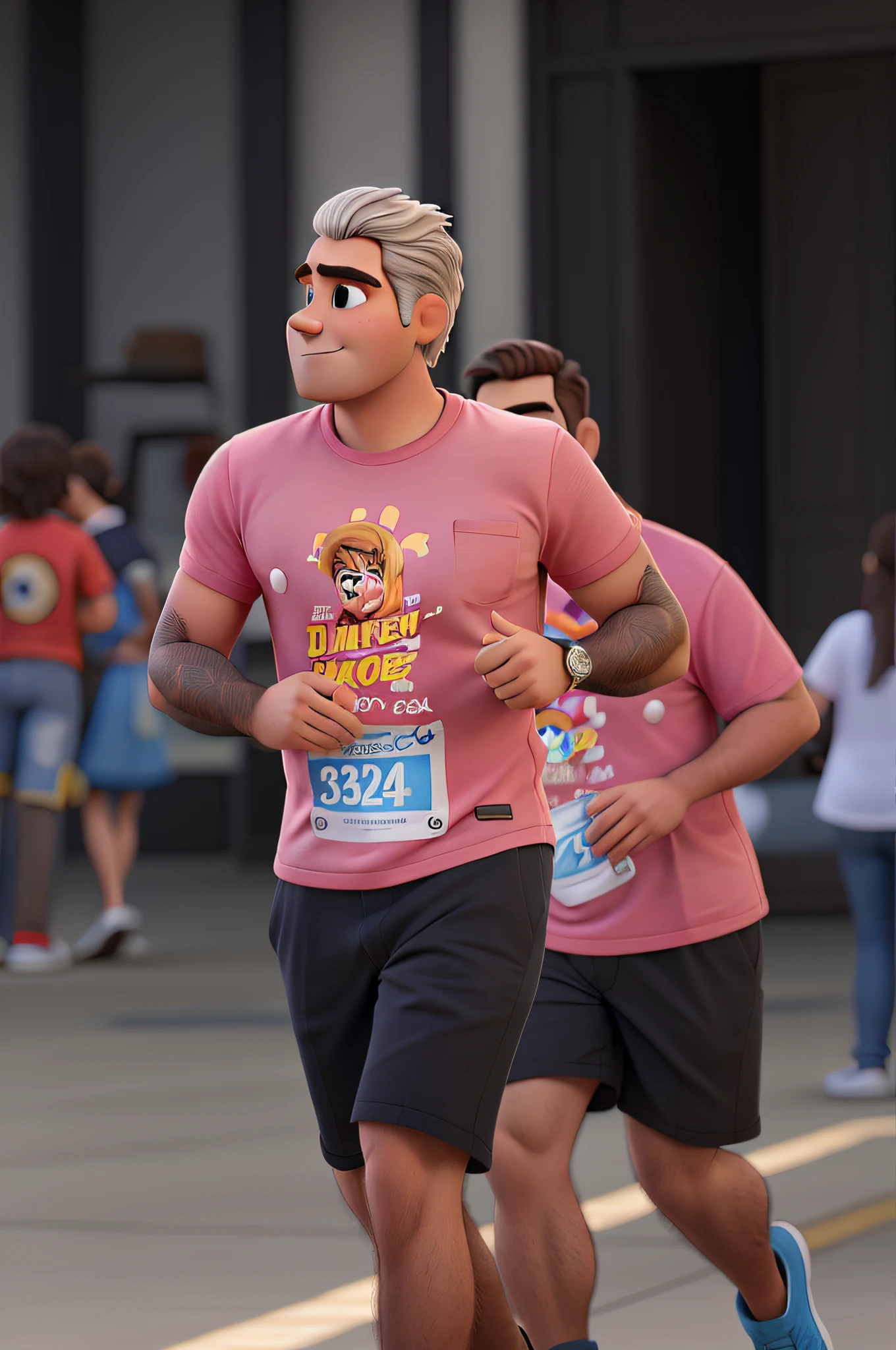 Um homem estilo disney pixar, alta qualidade, melhor qualidade,cabelos brancos,corredor