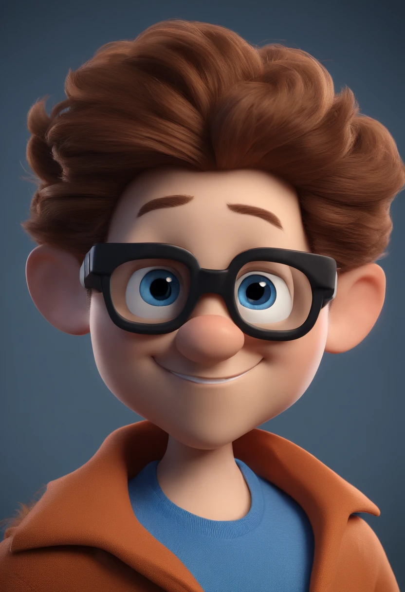 Cartoon character of a man with black glasses and a blue shirt, animation character, Caractere estilizado, animation style rendering, 3D estilizado, Arnold Maya render, 3 d render stylized, toon render keyshot, Personagem 3D, Personagem 3D, 3d rendering stylized, 3 d character render, personagem de desenho animado, Personagem de close up, Pose de personagem, (Estilo Pixar) (master part:1.2) (Bokeh) (best quality) (pele detalhada) (textura detalhada) (8k) (argila) (Cinematic lighting) (foco nítido