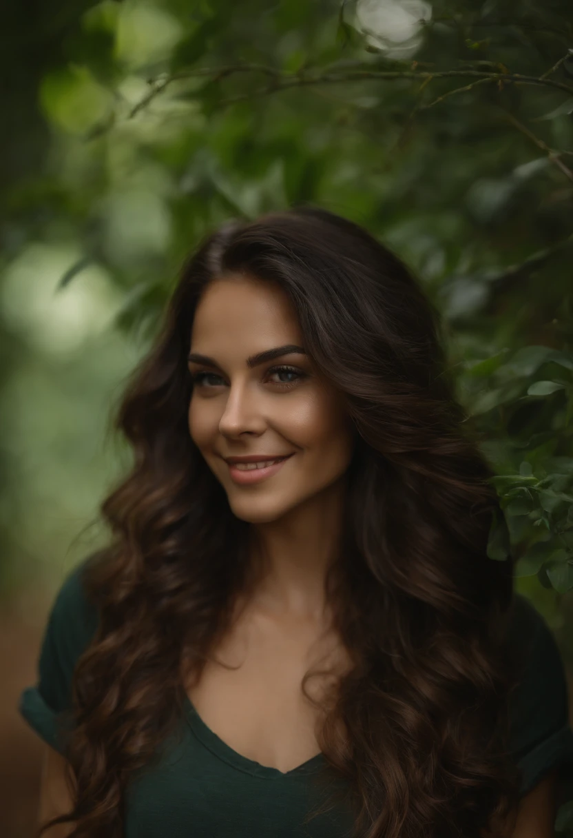 Selfie, (4K Photo:1.1) por (Jeremy Lipking:0.3), (Dittmann Anna:0.3), (Marcos Ariano:0.3), (foco nítido:1.3), High detail, Rosto bonito e detalhado, bela boca detalhada, belos olhos detalhados, nariz bonito e detalhado, olhos verdes musgo, longos cabelos castanho escuro, (mulher jovem atraente:1.3), (sedutor:1.1), (sorridente:1.1), (Corar:1.1), Forma do corpo da ampulheta