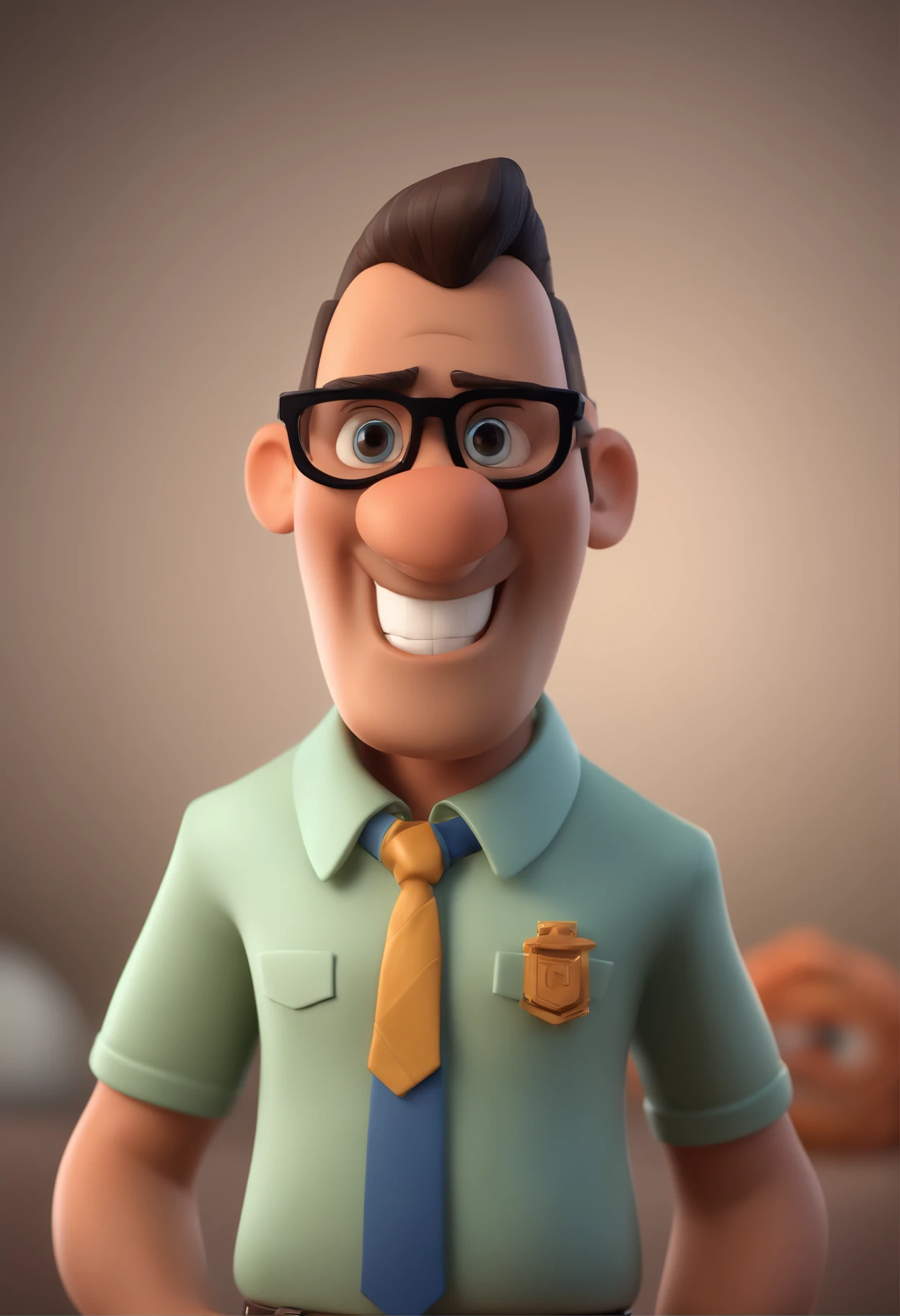 Cartoon character of a man with black glasses and a blue shirt, animation character, Caractere estilizado, animation style rendering, 3D estilizado, Arnold Maya render, 3 d render stylized, toon render keyshot, Personagem 3D, Personagem 3D, 3d rendering stylized, 3 d character render, personagem de desenho animado, Personagem de close up, Pose de personagem, (Estilo Pixar) (master part:1.2) (Bokeh) (best quality) (pele detalhada) (textura detalhada) (8k) (argila) (Cinematic lighting) (foco nítido