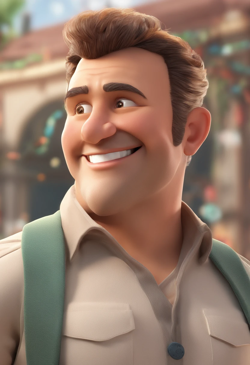 Smiling Man Illustration, sorriso insano, Homem de pele marrom com um sorriso gigante, happily smiling at the camera, sorriso atrevido, he's smiling, sorriso muito grande, Macho sorridente, foto de perfil headshot, rindo sorriso enorme, desenhando no estilo de Arte 3D, c4d, fundo de cor branco puro, estilo disney, estilo pixar render ilustracao Super Detalhe, 8k