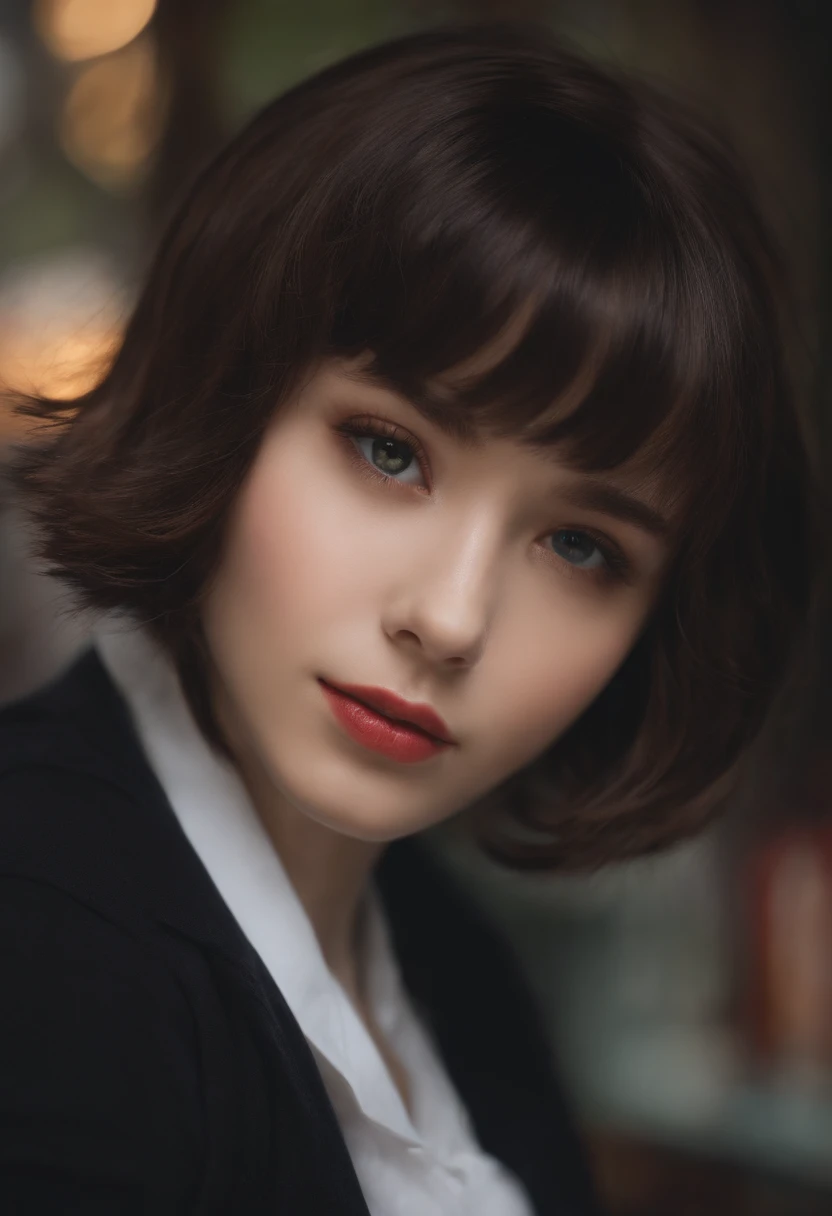 Short-haired schoolgirl